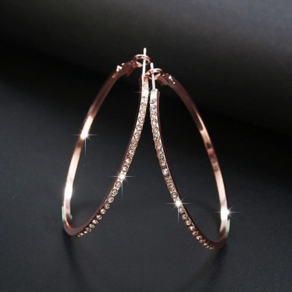 Rhinestone Hoop Earrings - Picture 2 of 3